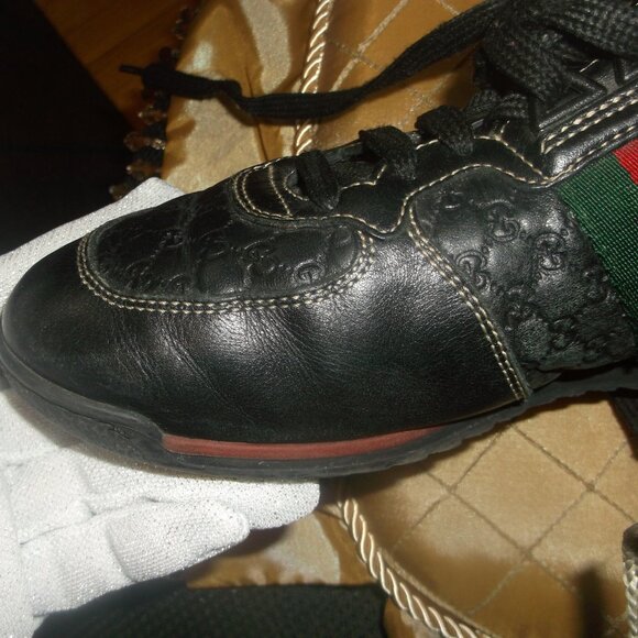 Gucci Micro GG's Black Leather Sneakers Vintage Size 37 or US 7 - Picture 12 of 16